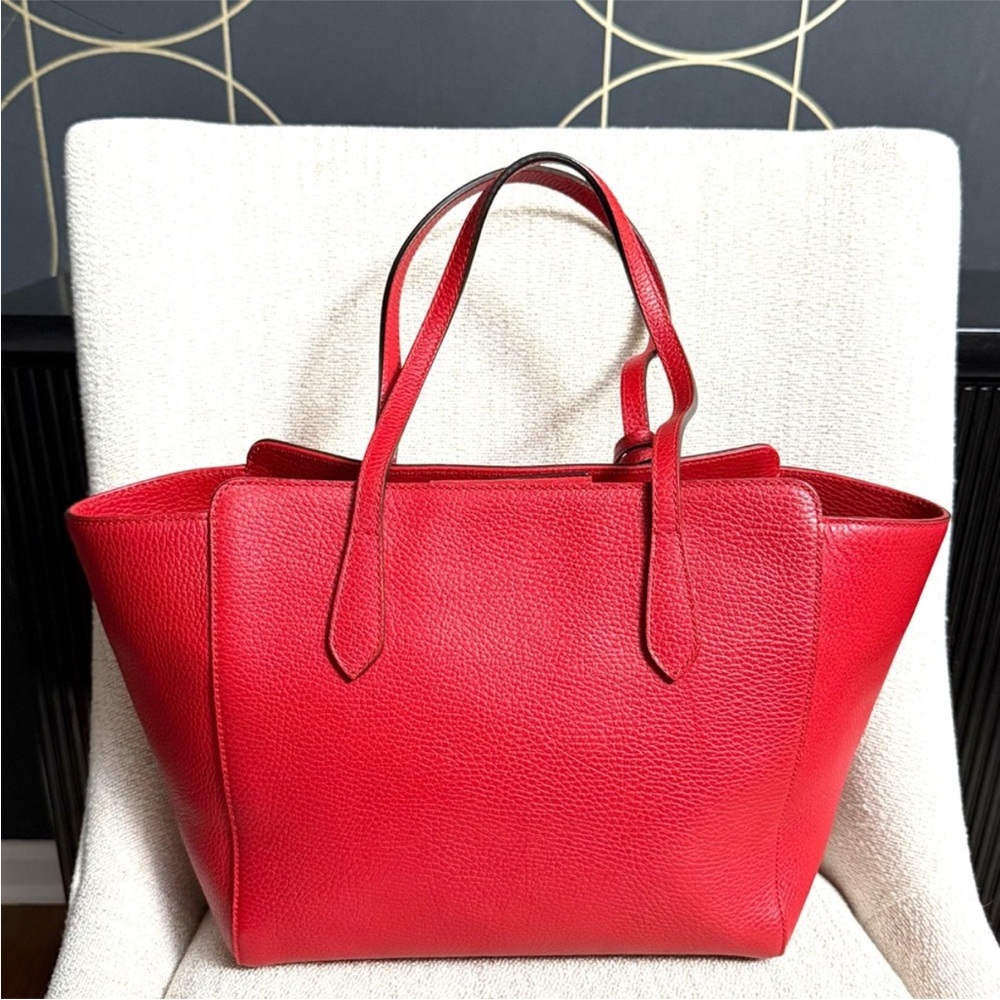 Authentic Gucci Swing tote bag red leather medium size - Picture 6 of 16